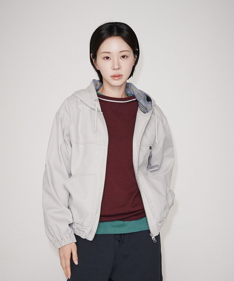워시드 후드 워크 자켓_GREY
