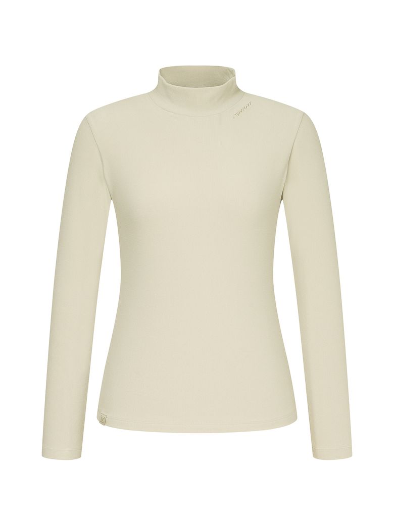 여성 FUZZY (퍼지) 반하이넥 긴팔티_Grayish BEIGE YWW26231GE