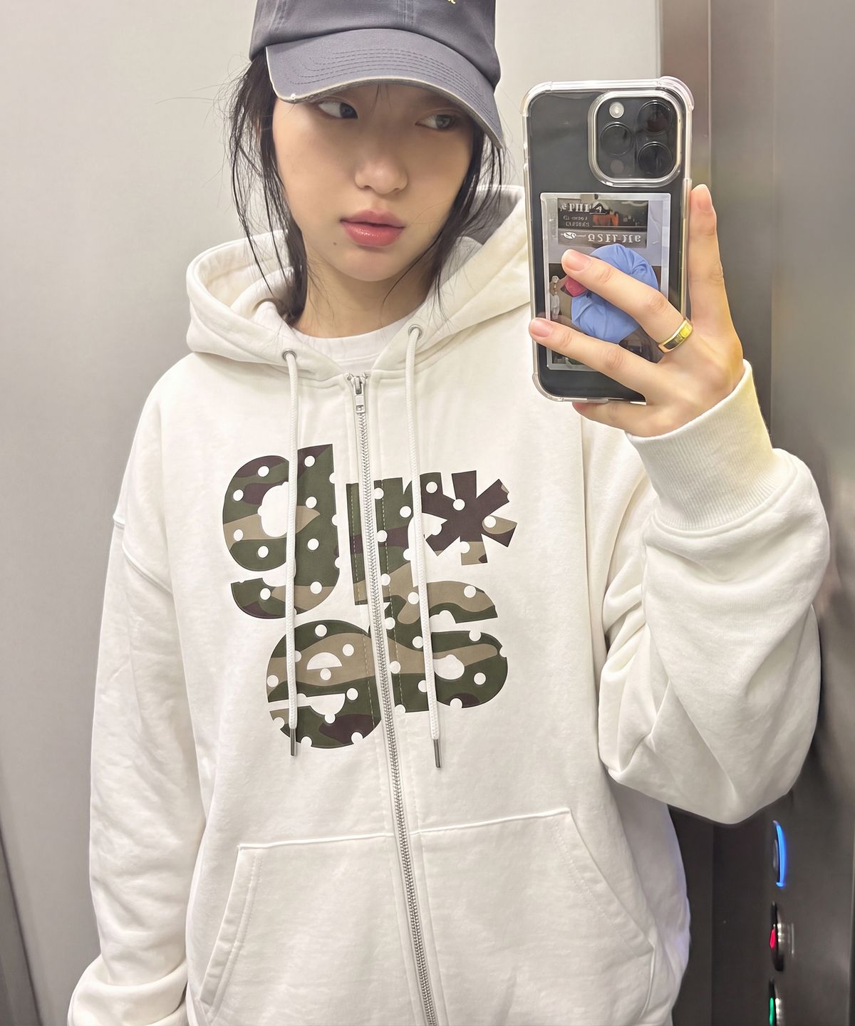 그레이버(GRAVER) [UNISEX]GRAE-S CAMO_후드집업_White