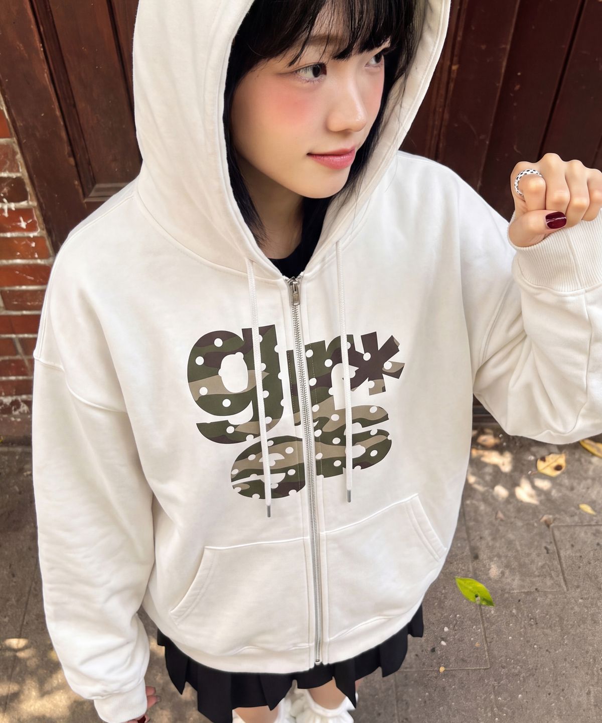 그레이버(GRAVER) [UNISEX]GRAE-S CAMO_후드집업_White