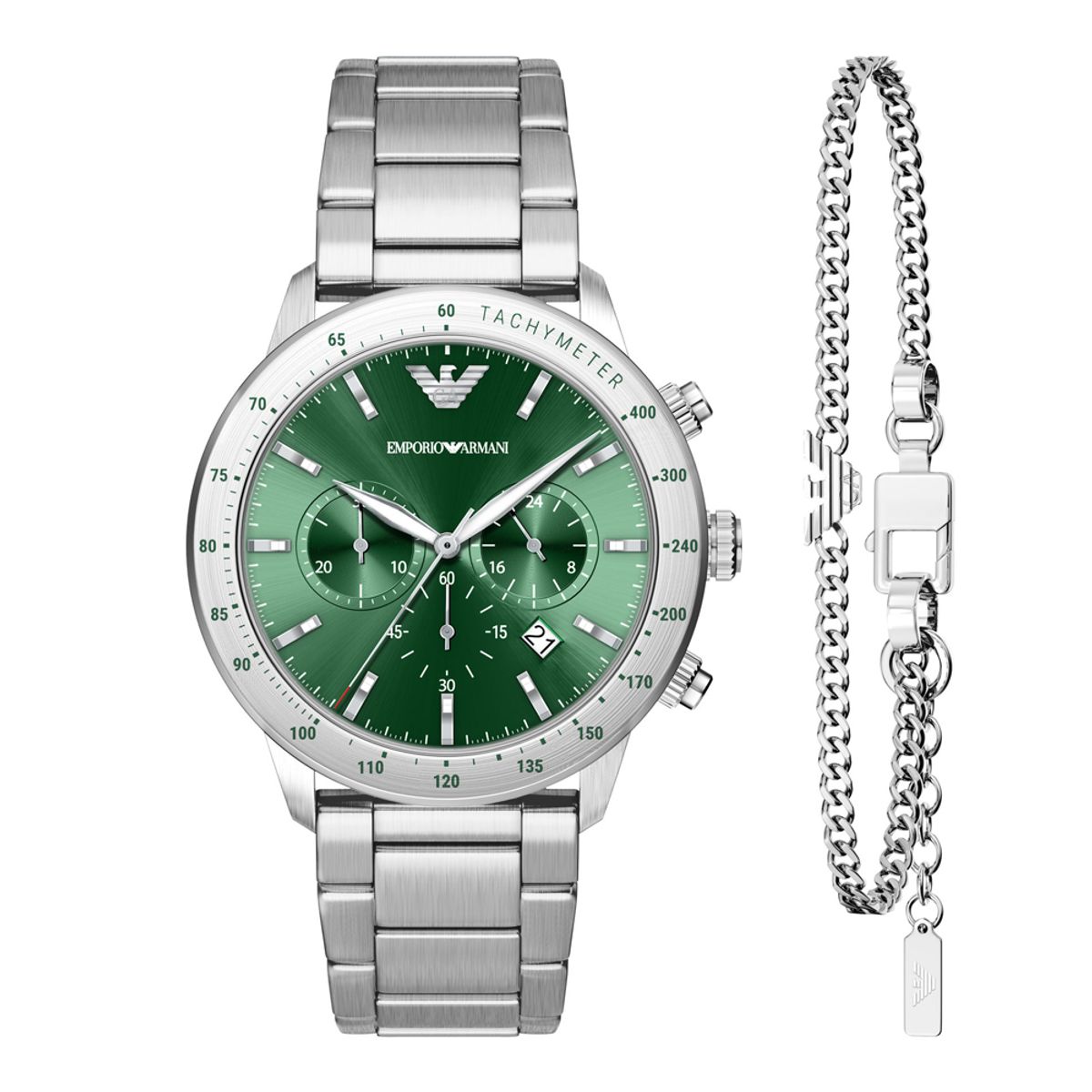 엠포리오 아르마니(EMPORIO ARMANI) AR80088SET 크로노그래프 팔찌 세트 남성 메탈시계