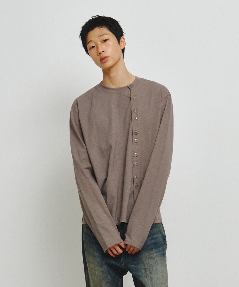Offset Placket Long Sleeve (Mushroom)