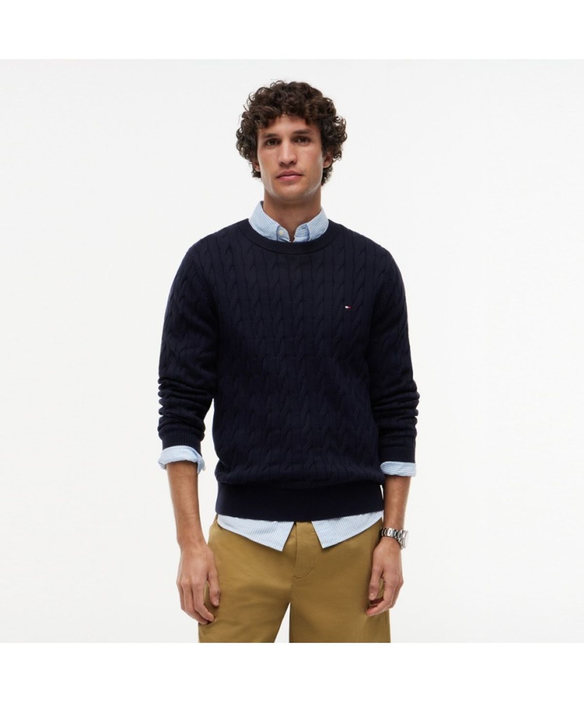 타미힐피거(TOMMY HILFIGER) 클래식 코튼 케이블 크루넥 스웨터 (T12G7KPO100MT1DW5)