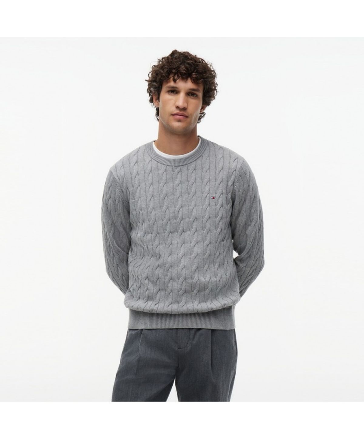타미힐피거(TOMMY HILFIGER) 클래식 코튼 케이블 크루넥 스웨터 (T12G7KPO100MT1P91)
