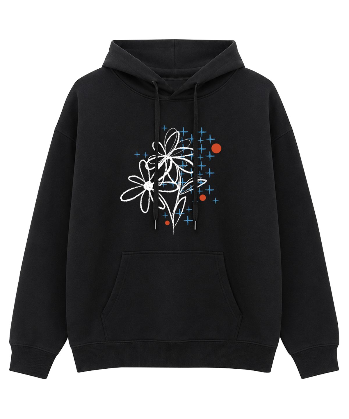 도톤(DOTON) WILD SKETCH FLOWER HOODIE (Black)