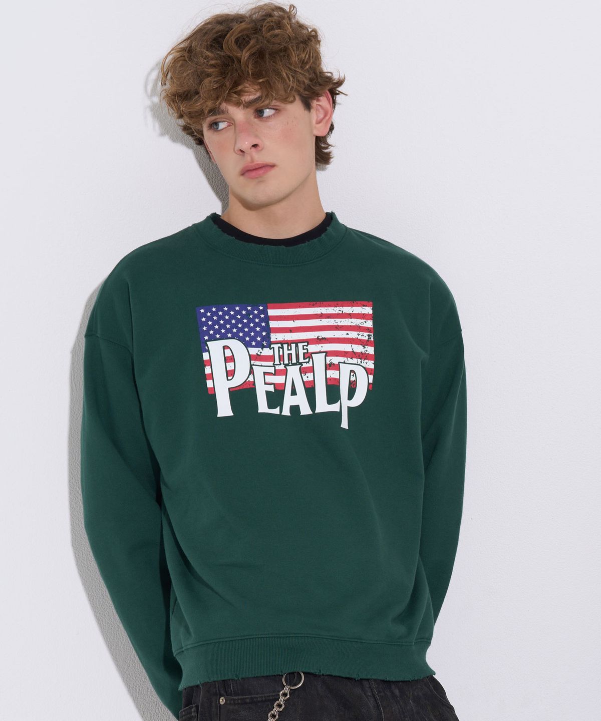 필프(PEALP) VINTAGE FLAG SWEATSHIRT 67 (DARK GREEN)