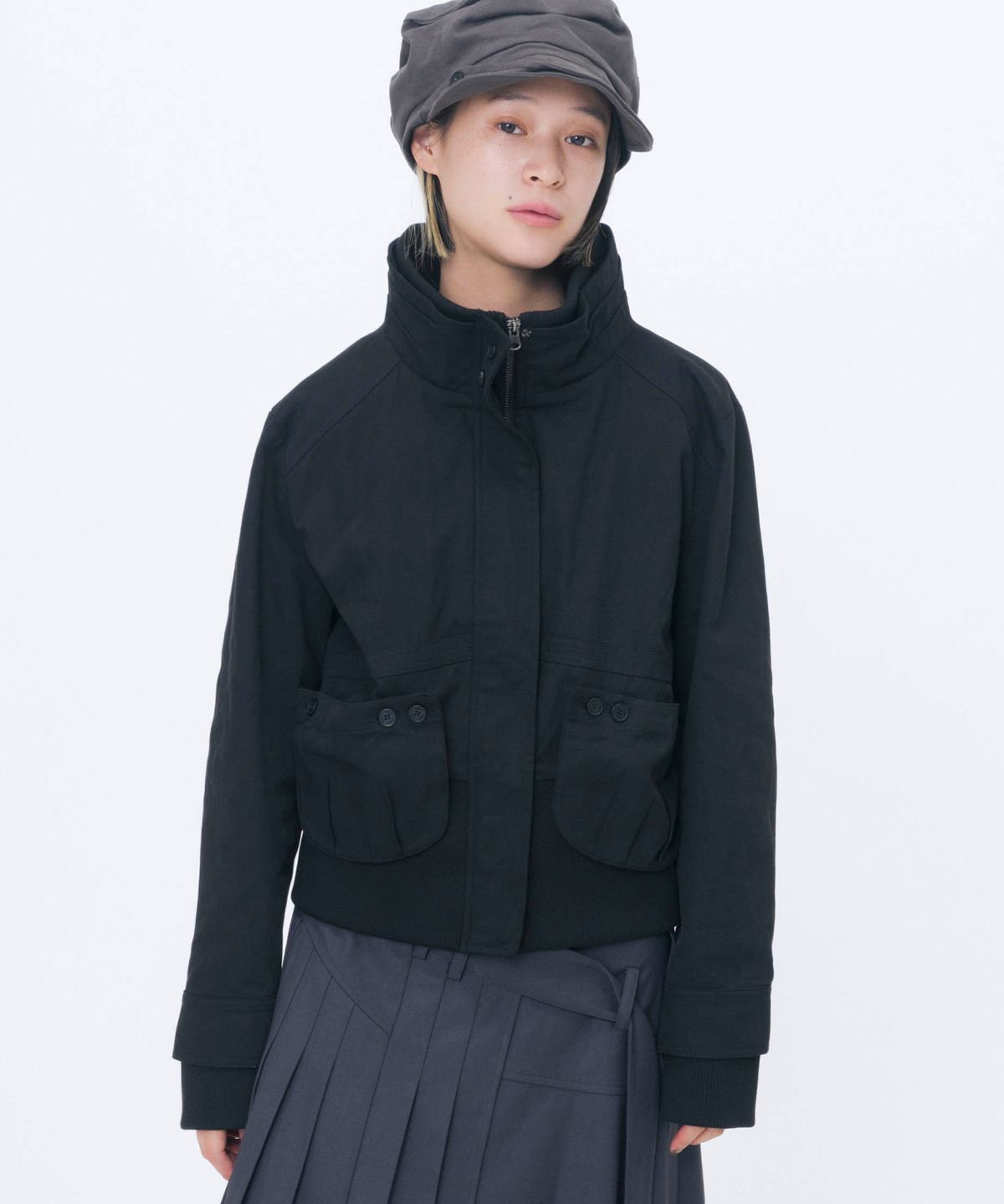 미세키서울(MISEKI SEOUL) Cowl high neck pocket jacket BLACK