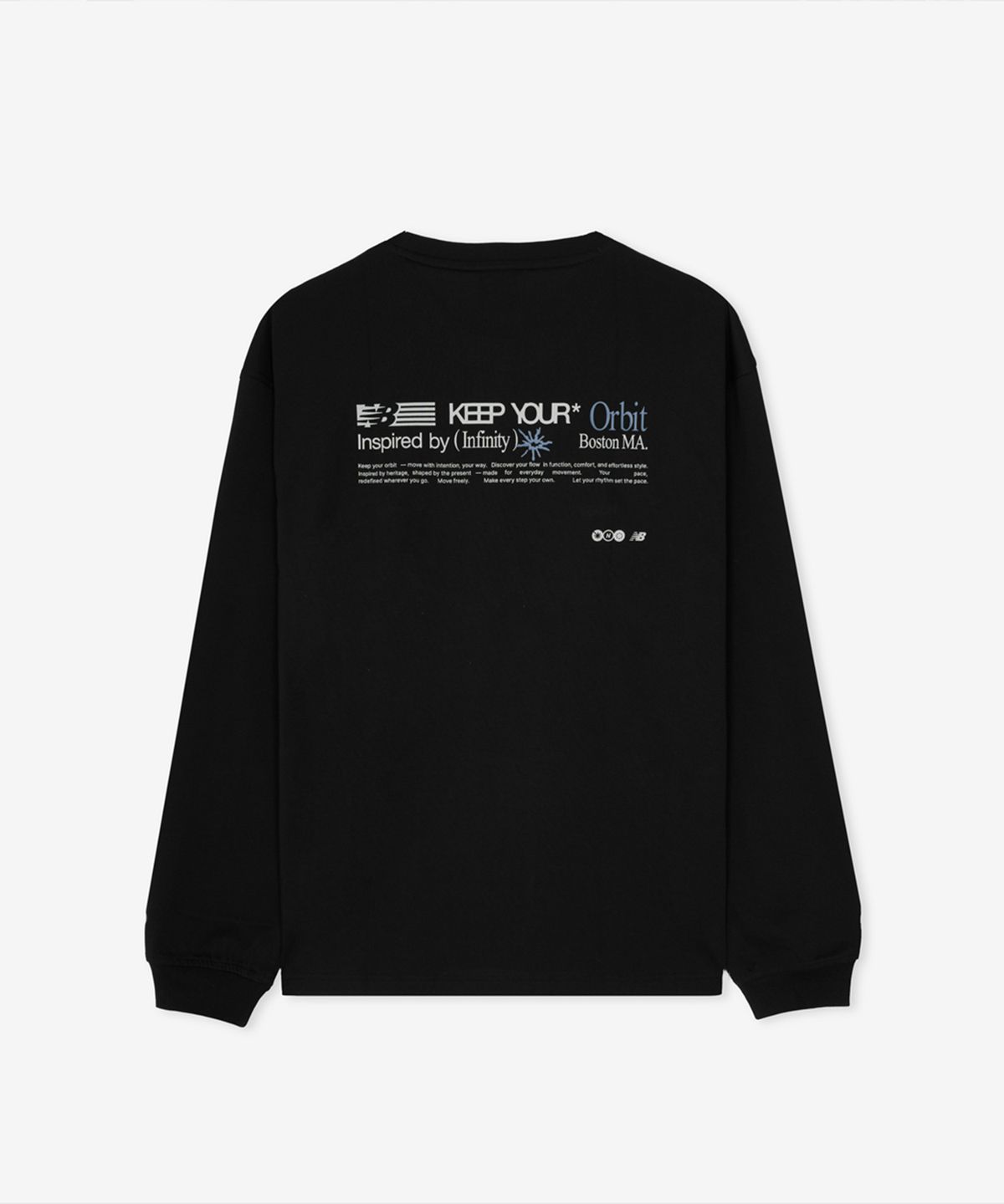 뉴발란스(NEW BALANCE) NBNDG41923 / UNI 헤리티지 ORBIT 그래픽 긴팔티 (BLACK)