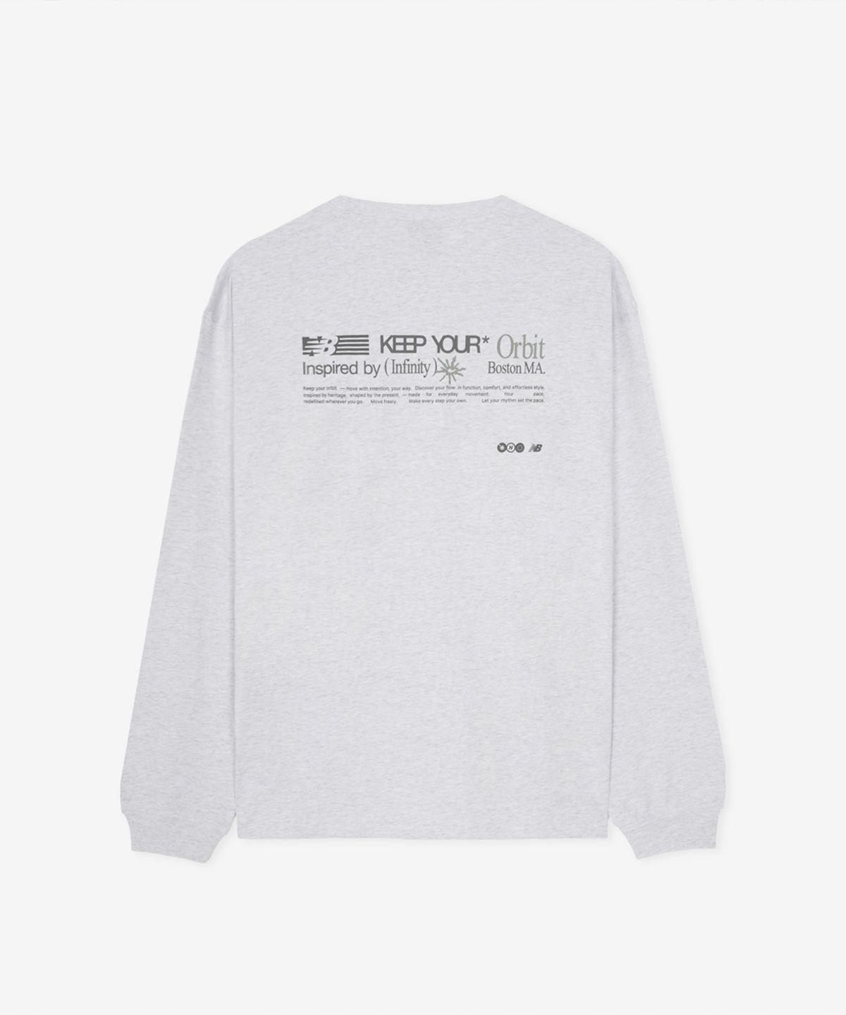 뉴발란스(NEW BALANCE) NBNDG41923 / UNI 헤리티지 ORBIT 그래픽 긴팔티 (L/GRAY)