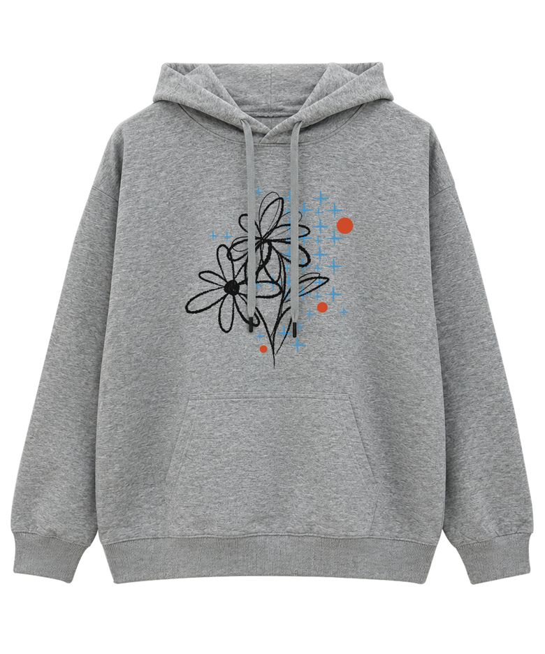 WILD SKETCH FLOWER HOODIE (Grey)