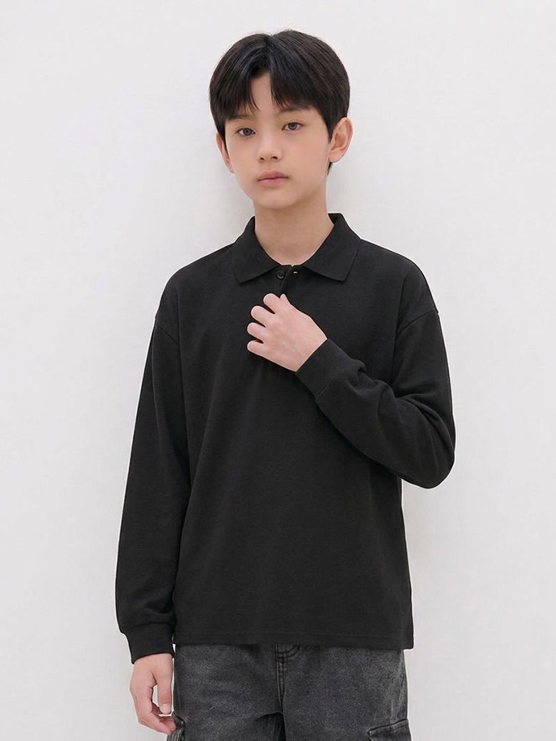 틴즈 피케 롱슬리브 폴로 티셔츠_100(14580-031-621-09)
