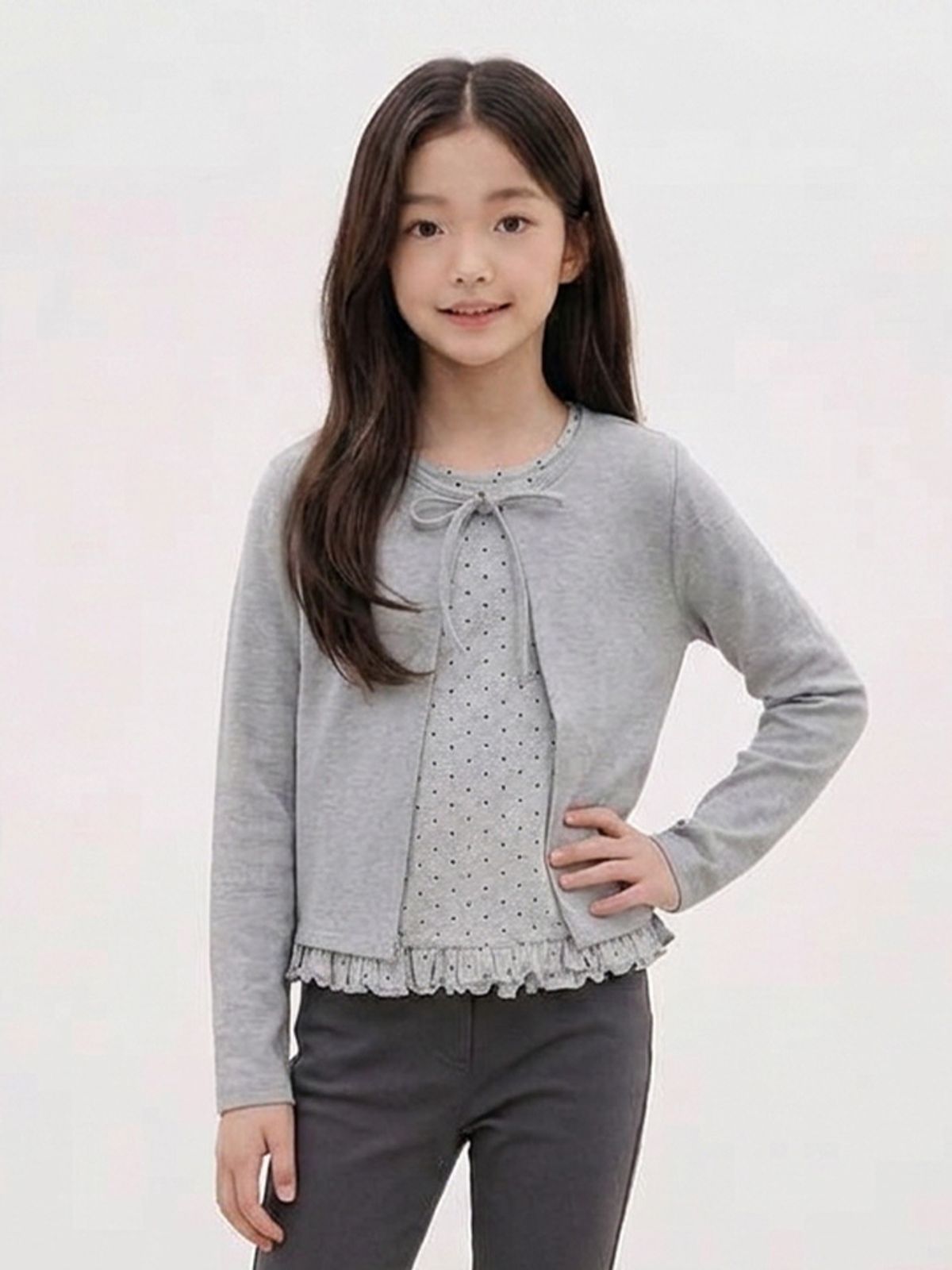 행텐 틴즈(HANGTEN TEENS) 틴즈 여아 웨일 도트 레이어드 가디건_055(14580-131-613-09)