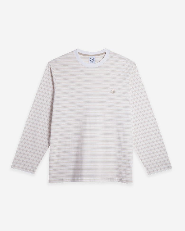 Steve LS Tee Stripe - White/Taupe