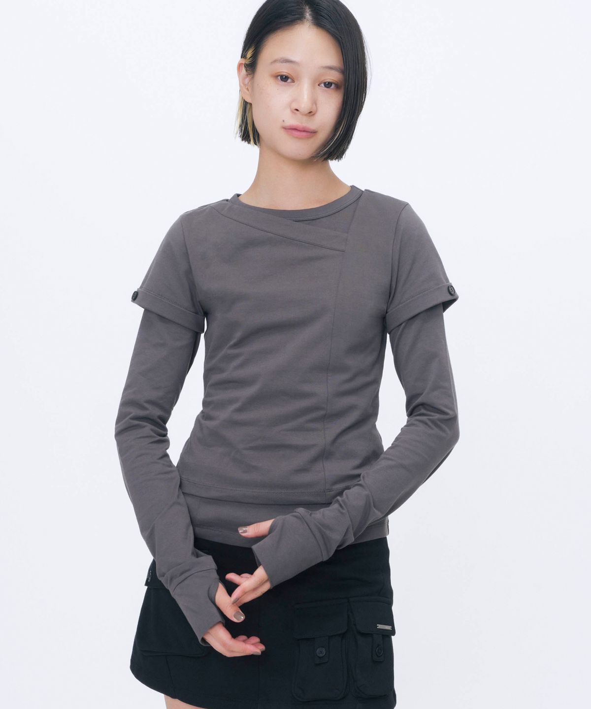 미세키서울(MISEKI SEOUL) Contrast layered long sleeve SET CHARCOAL