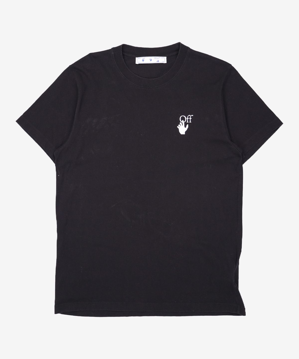 오프화이트(OFF-WHITE) 남성 스프레이 마커 애로우 로고 티셔츠 - 블랙 / OMAA027S21JER0051001 XL