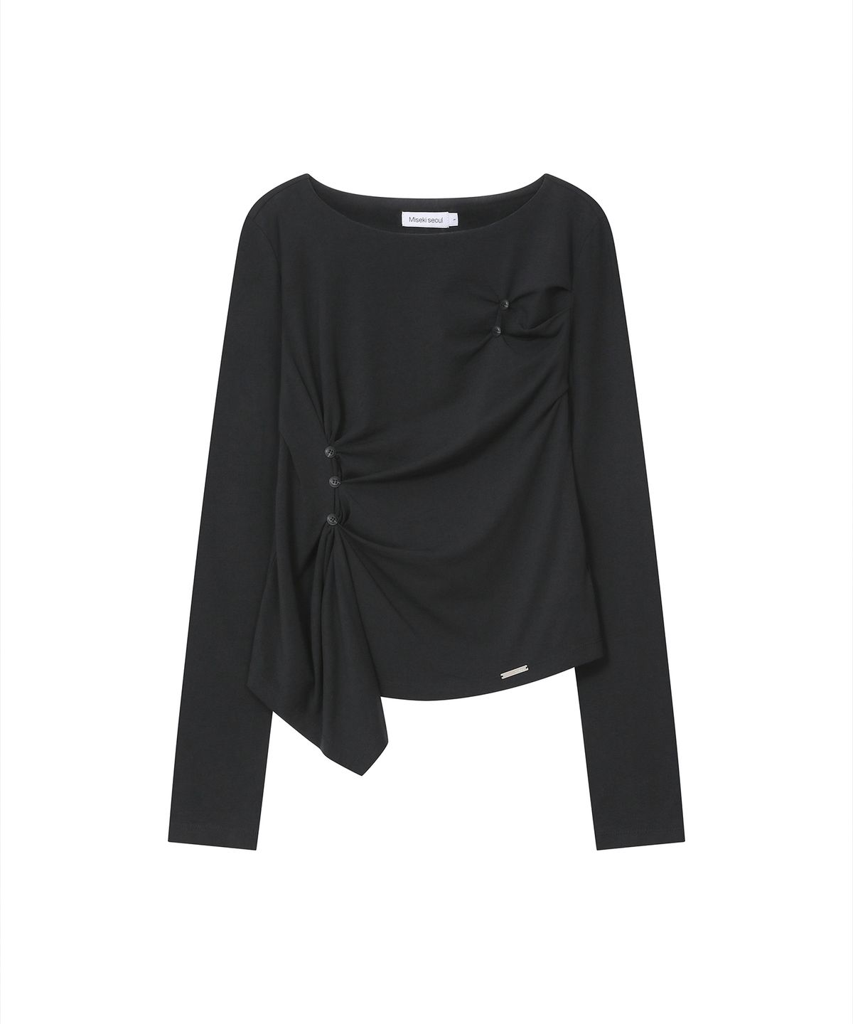 미세키서울(MISEKI SEOUL) Asymmetric draped long sleeve BLACK