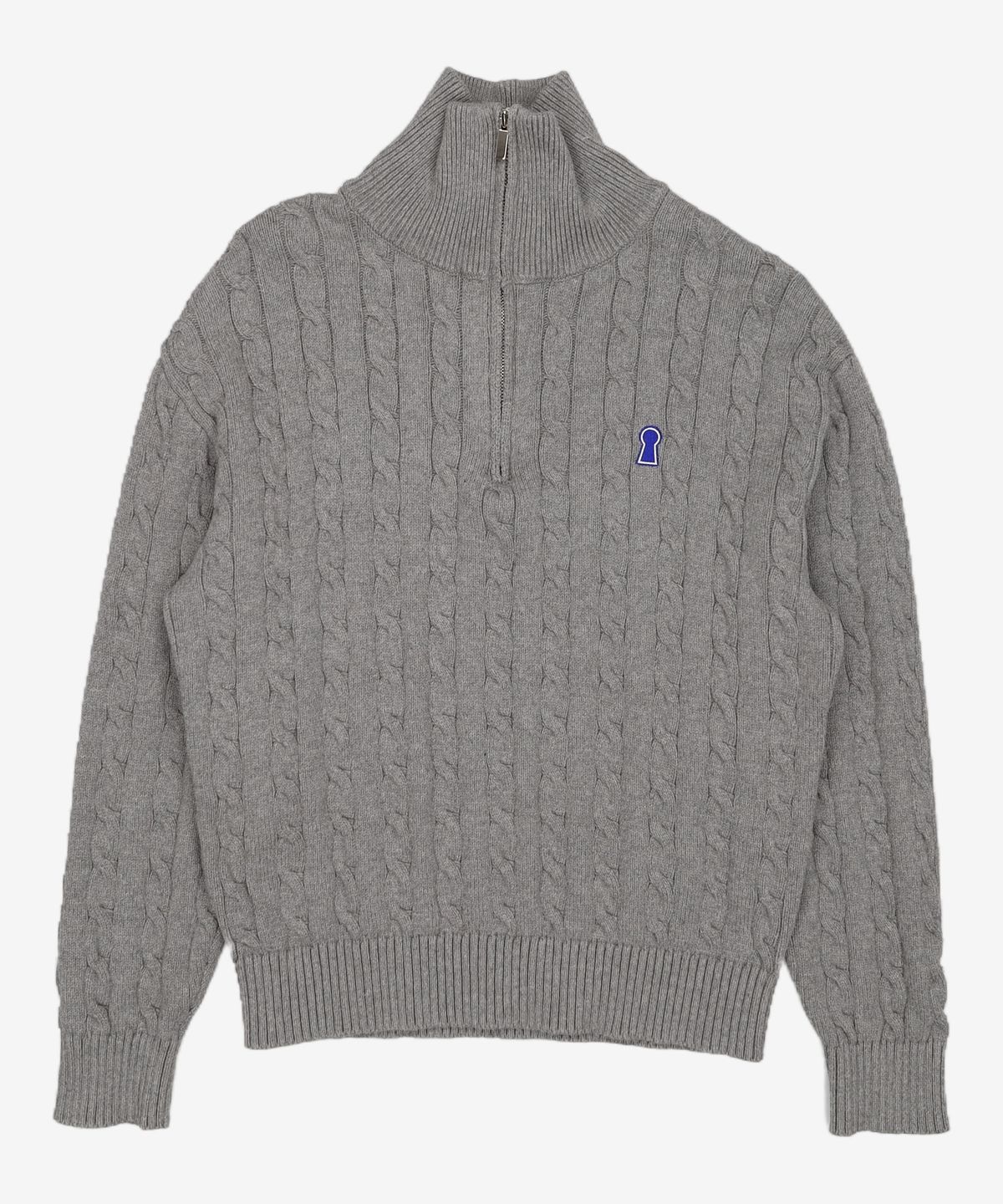 세컨모놀로그(SECONDMONO) Heavyweight Cable Half Zip Knit [GRAY]_COOSKT042GRAY L