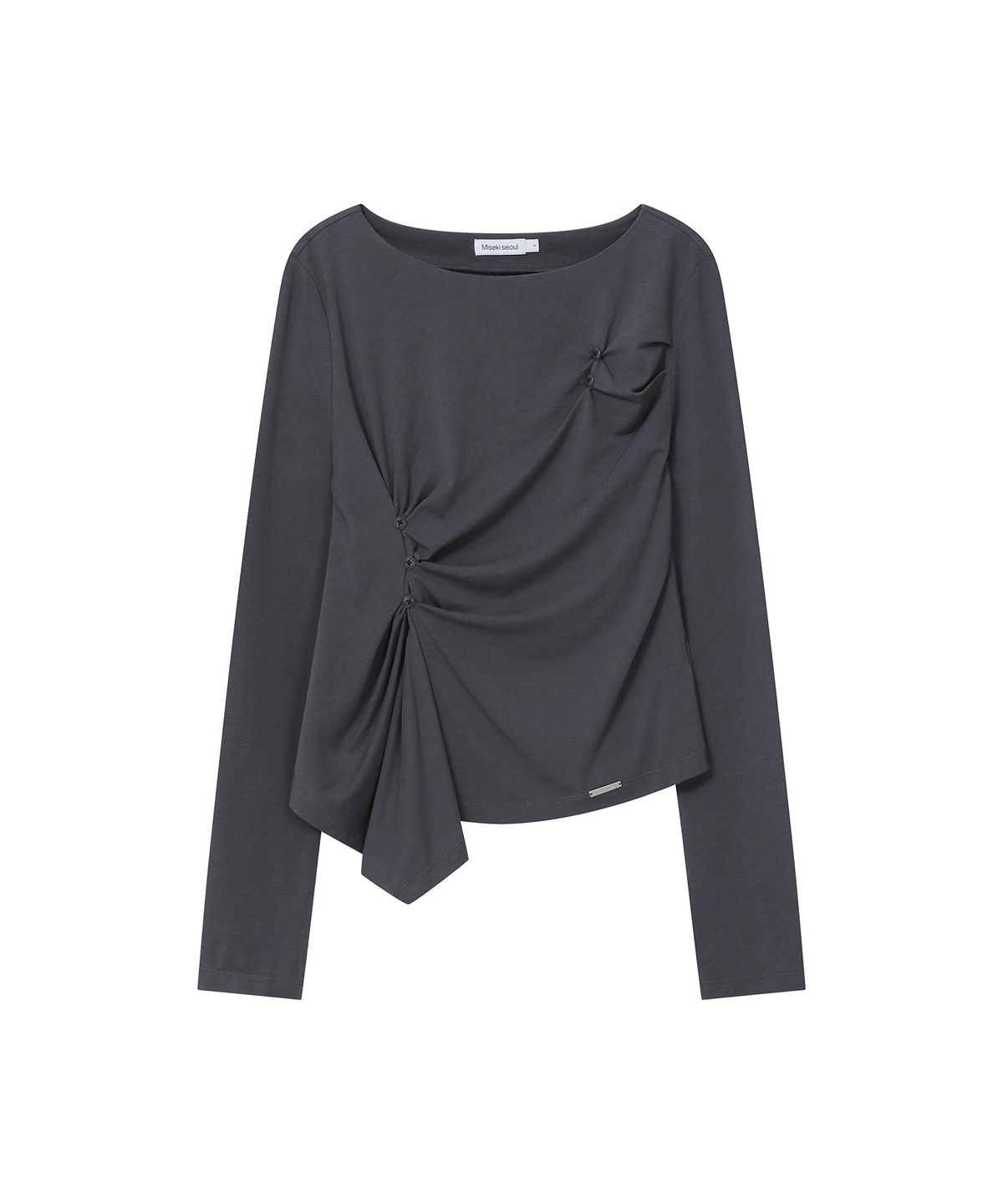 미세키서울(MISEKI SEOUL) Asymmetric draped long sleeve CHARCOAL
