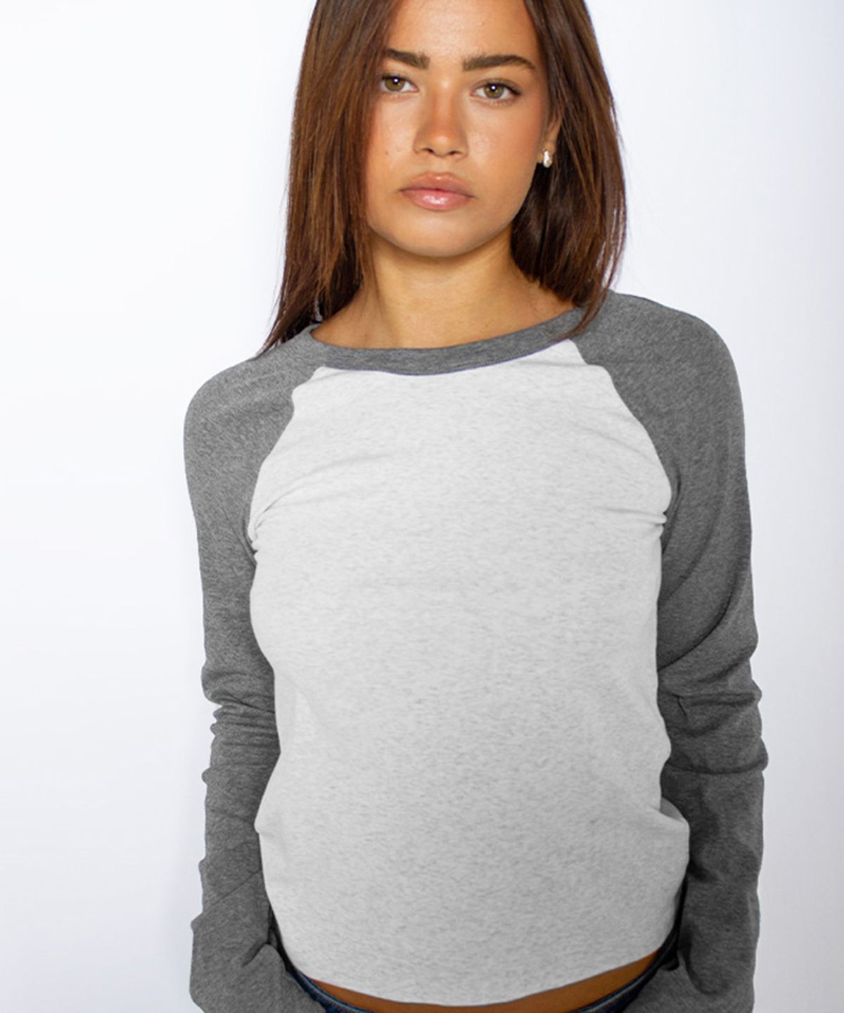 섭듀드(SUBDUED) Two-tone Crew-neck T-shirt (PEARL GREY DARK GREY)