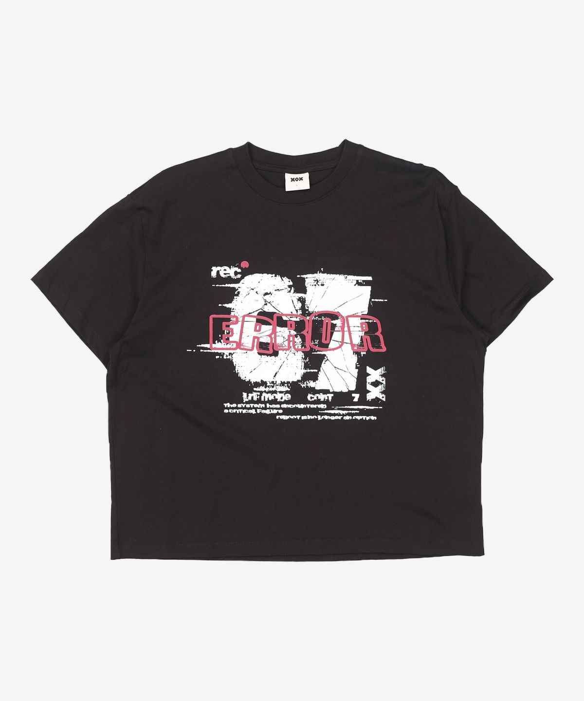 엑스오엑스(XOX) 디스토티드 에러 그래픽 크롭 티셔츠 [BLACK] L