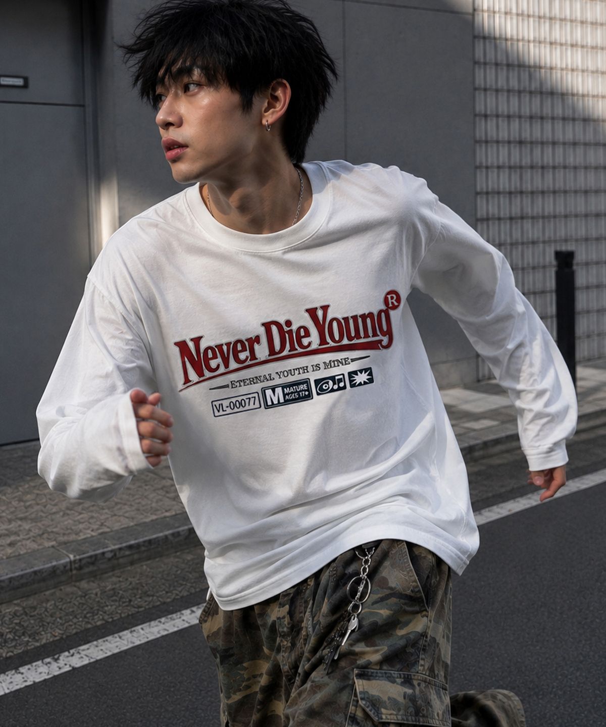 그레이버 오디너리(GRAVER ORDINARY) [ODNR UNISEX]Naver Die Young 롱슬리브 긴팔티셔츠-White