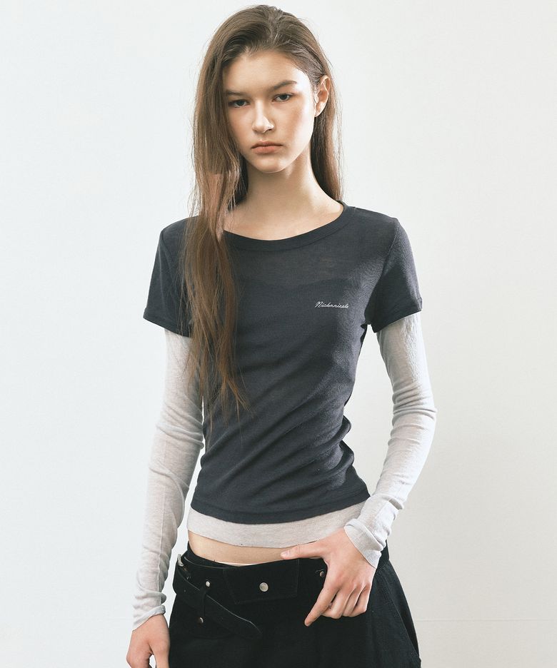 CONTRAST LAYERED TOP_CHARCOAL