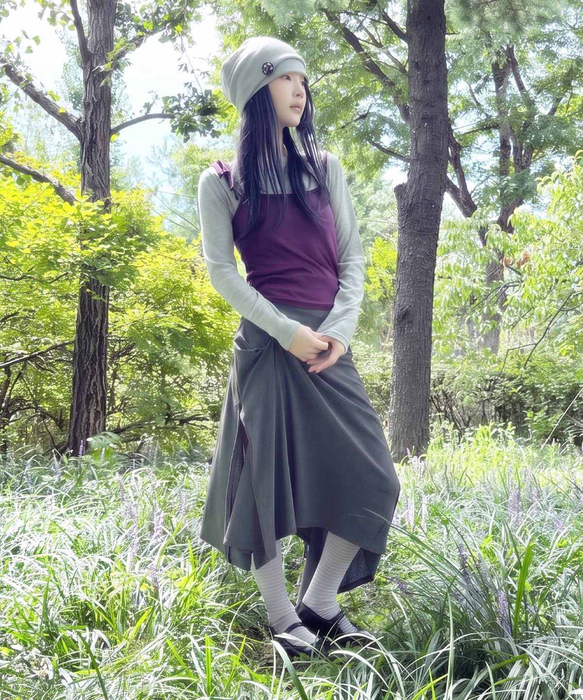에프디알(FDR) Osl Drape Zipper Wrap Skirt_Charcoal