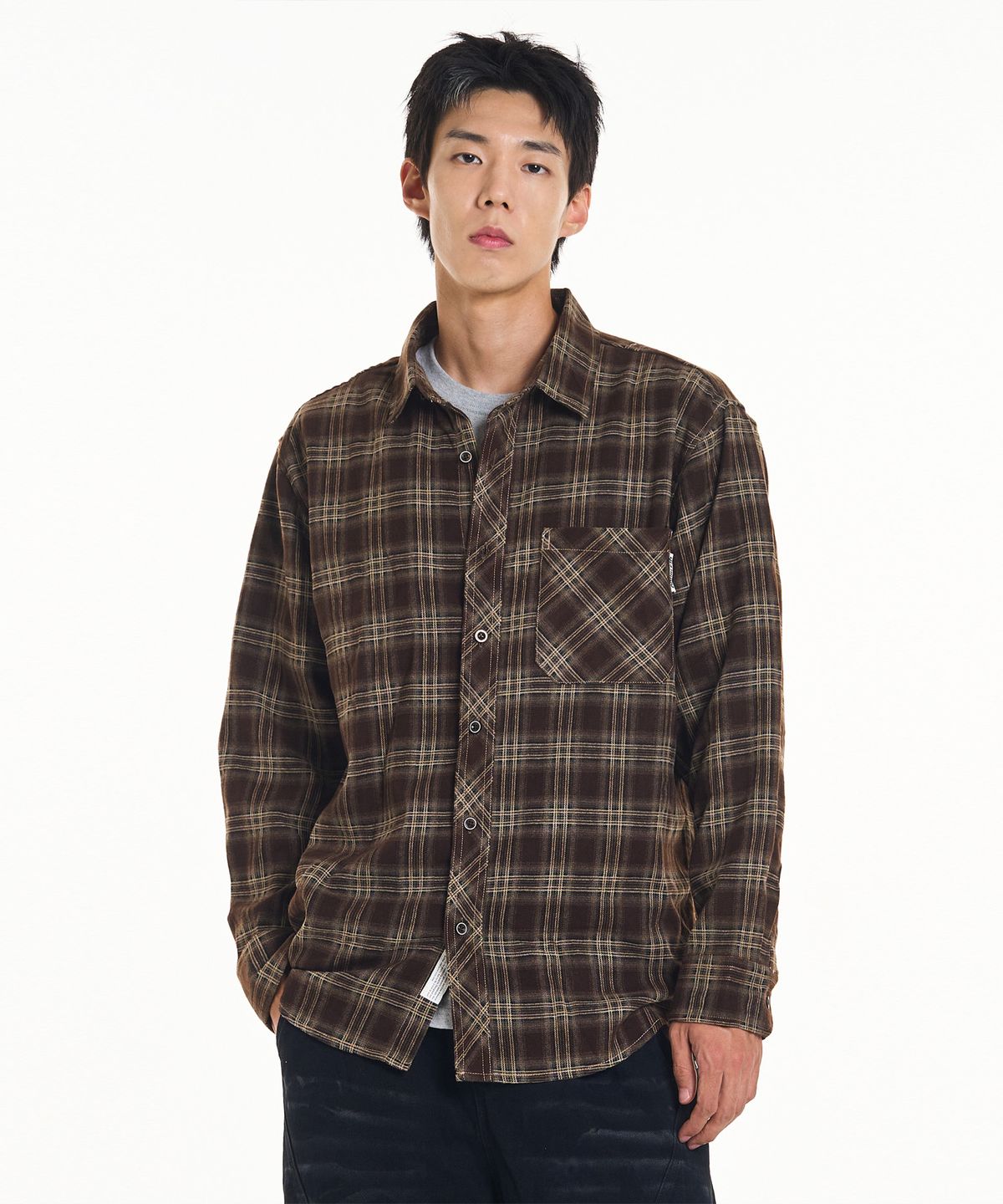 더블제이디(DOUBLE JD) 옴브레 체크 셔츠