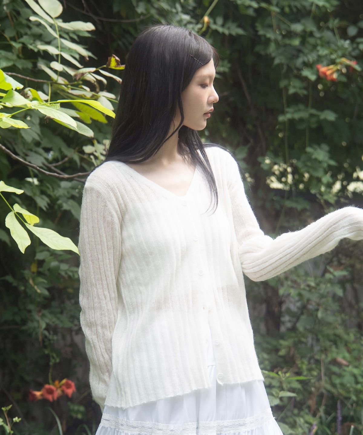 에프디알(FDR) Chloe Reverse Henley Cardigan Knit_Ivory
