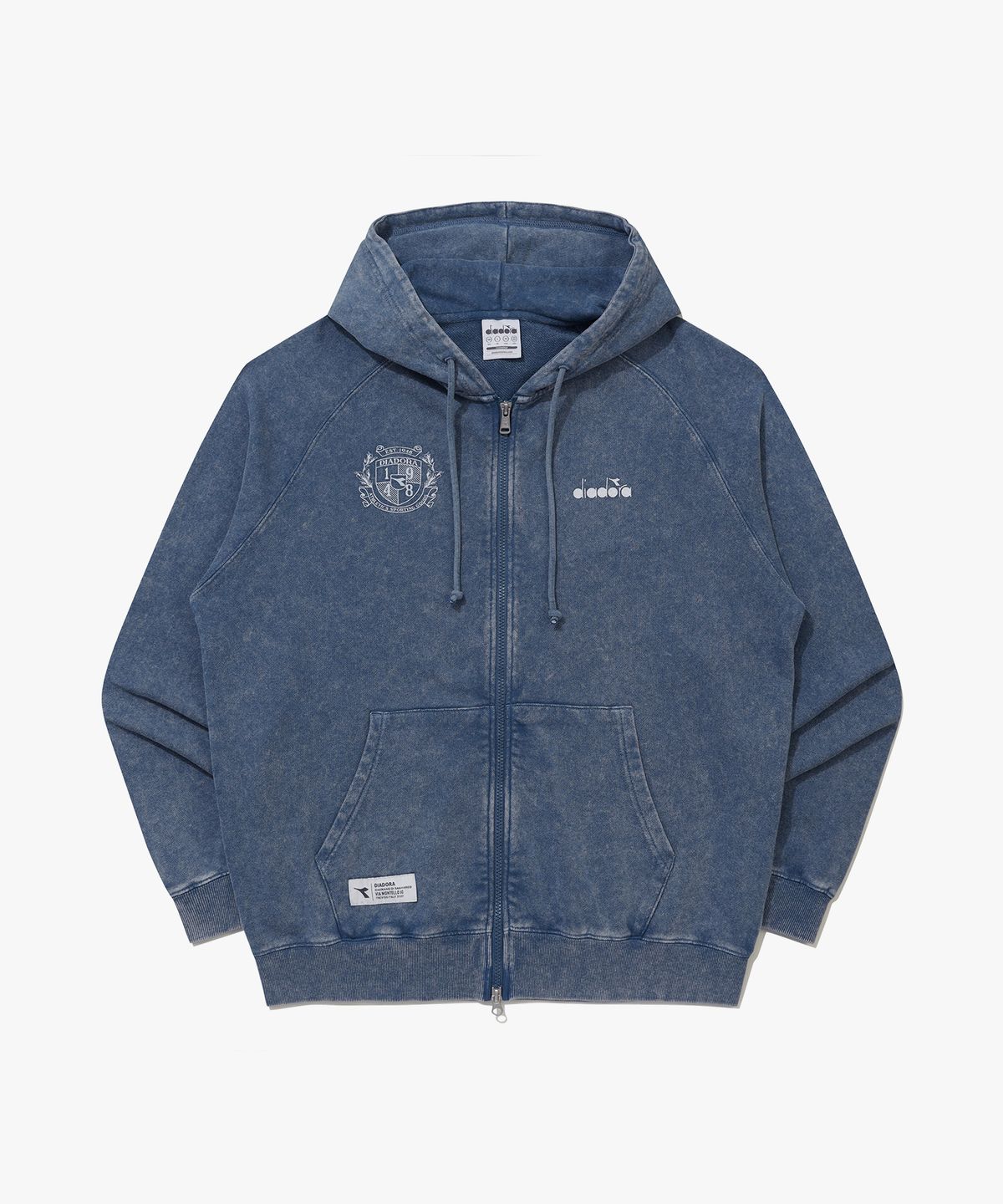 디아도라(diadora) 피그먼트 워싱 후드 집업 BLUE