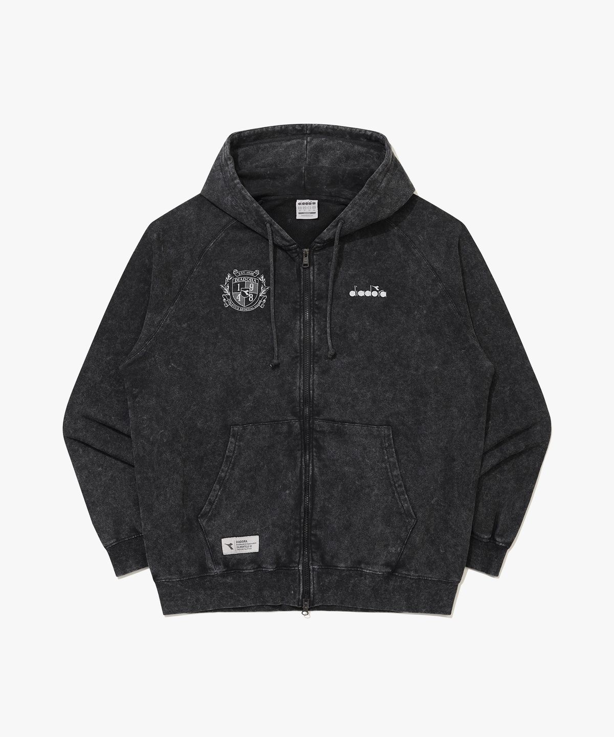디아도라(diadora) 피그먼트 워싱 후드 집업 BLACK