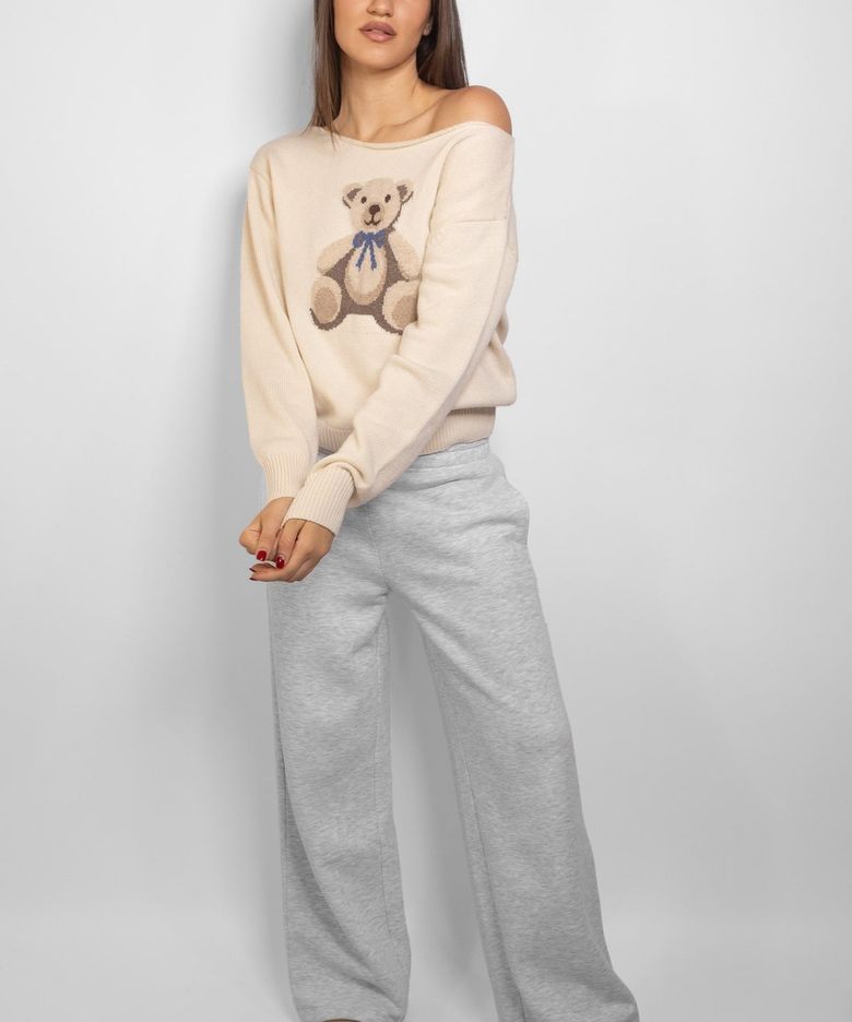 JUMPER BEAR SWEATER (CREAM BEIGE BROW )