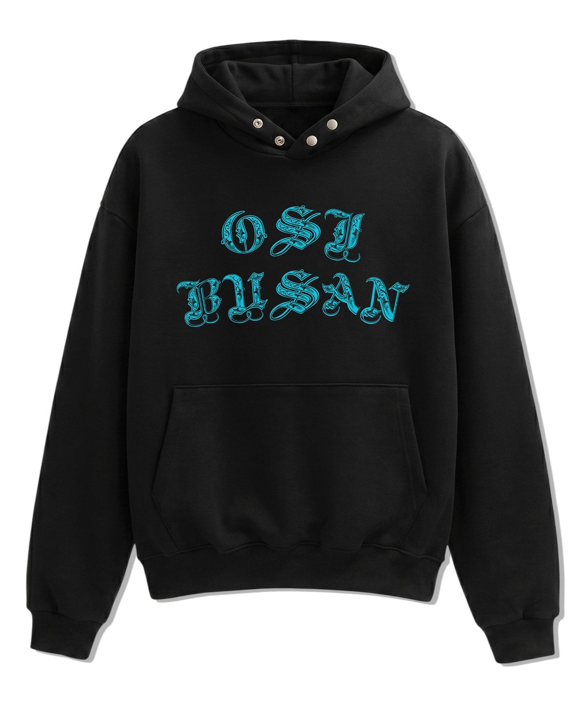 오에스아이(OSI) 오버핏 크롭 스냅 후드 OSI 부산 블랙아쿠아