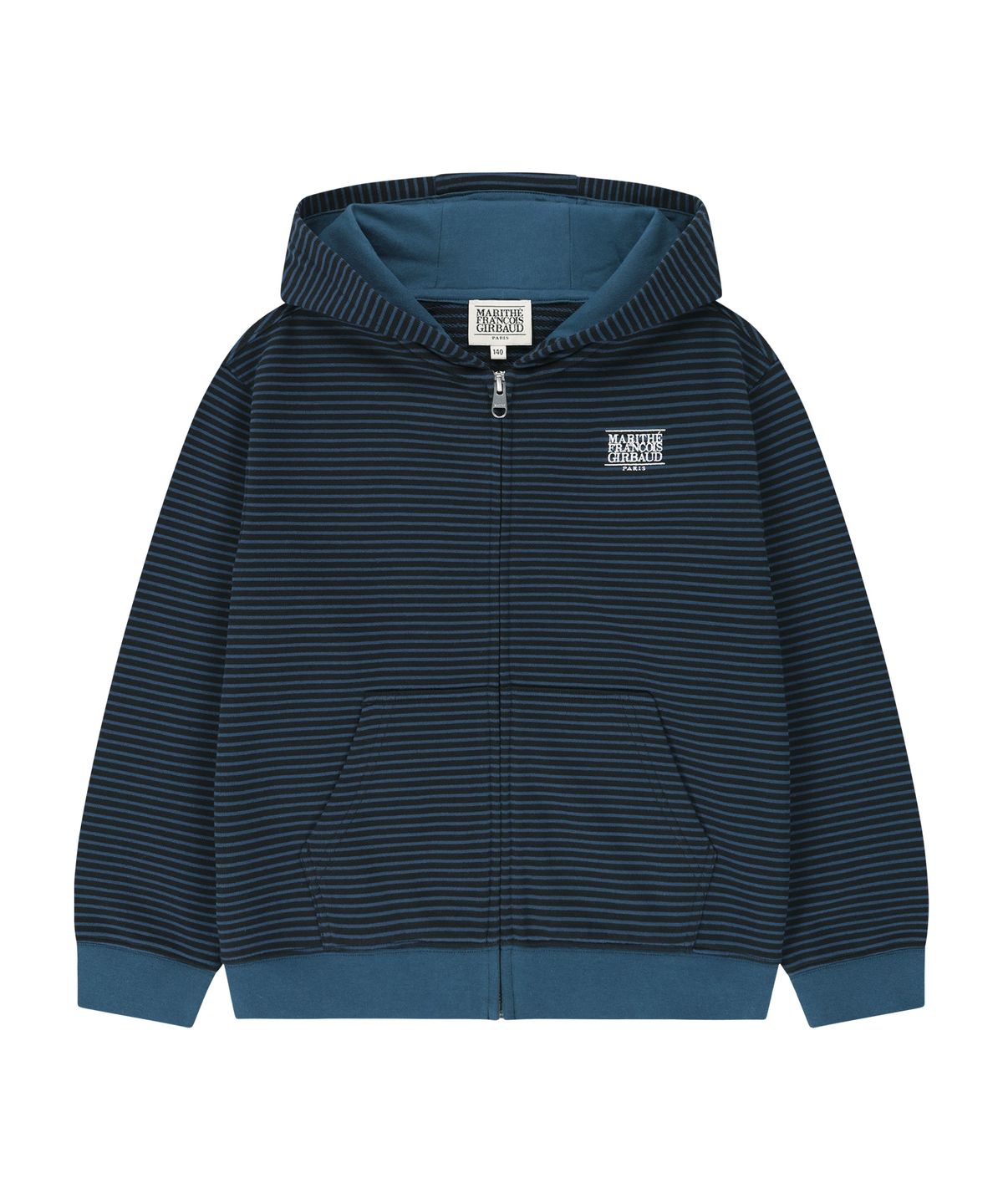 마리떼 키즈(MARITHÉ KIDS) KIDS CLASSIC LOGO STRIPED HOODIE ZIP-UP dark blue