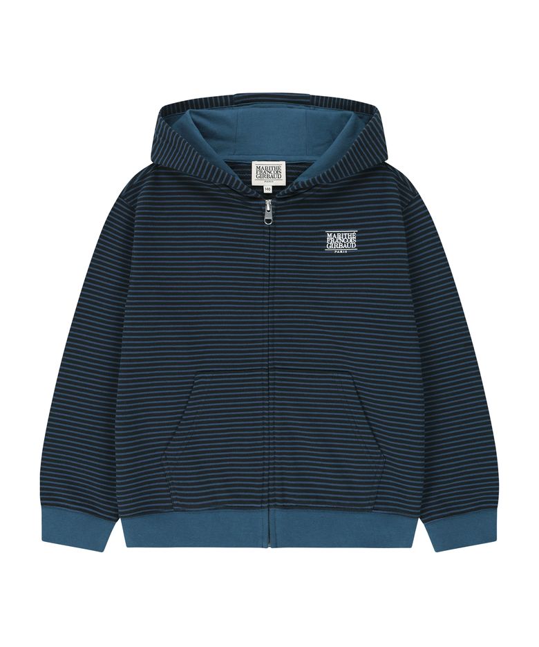 KIDS CLASSIC LOGO STRIPED HOODIE ZIP-UP dark blue
