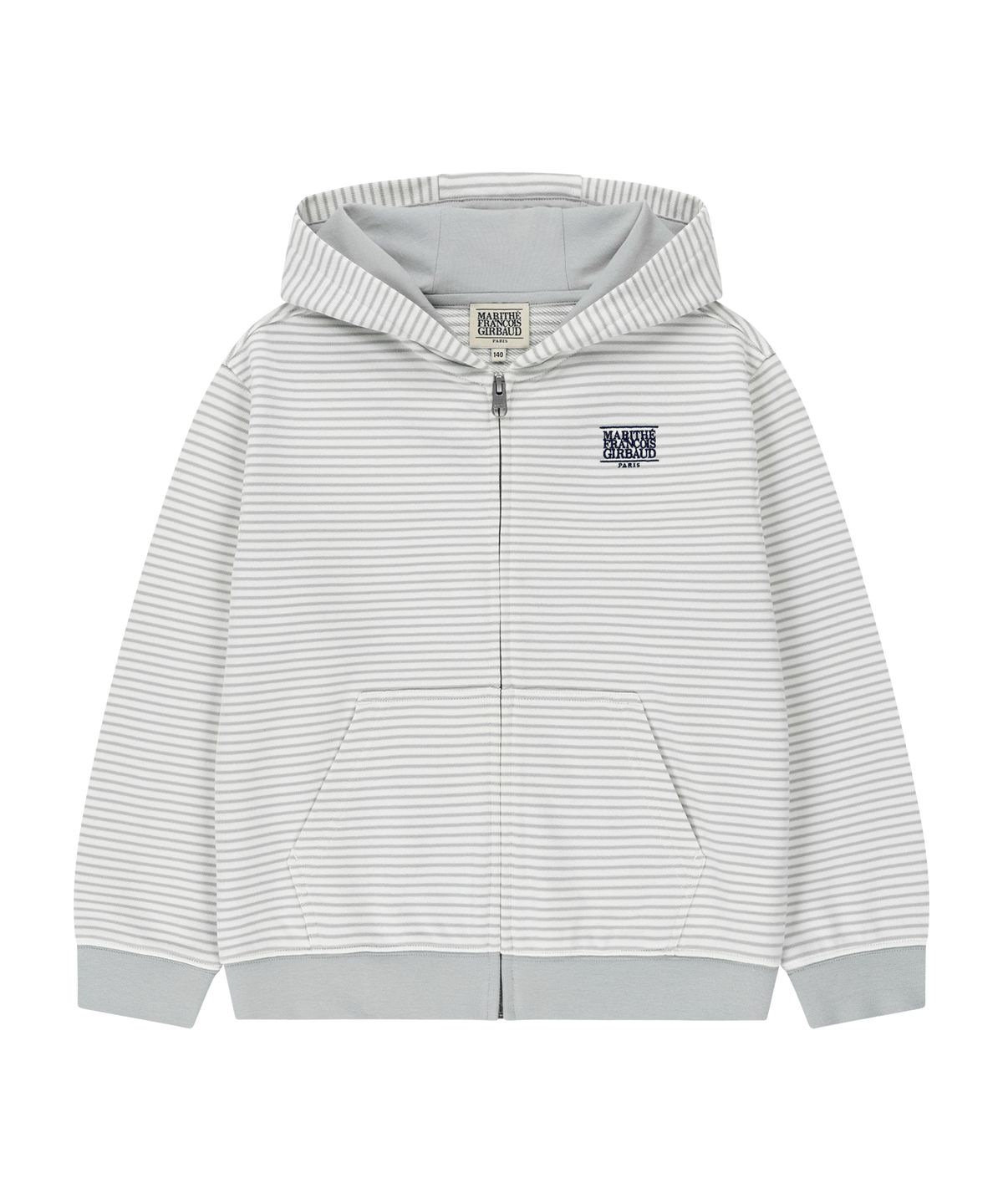 마리떼 키즈(MARITHÉ KIDS) KIDS CLASSIC LOGO STRIPED HOODIE ZIP-UP light gray