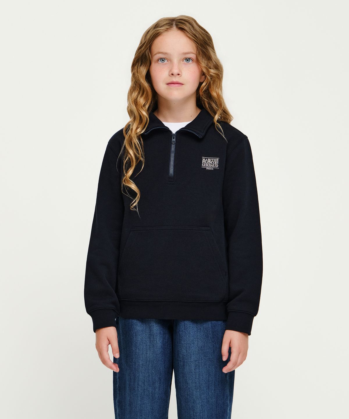 마리떼 키즈(MARITHÉ KIDS) KIDS CLASSIC LOGO HALF-ZIP SWEATSHIRT navy