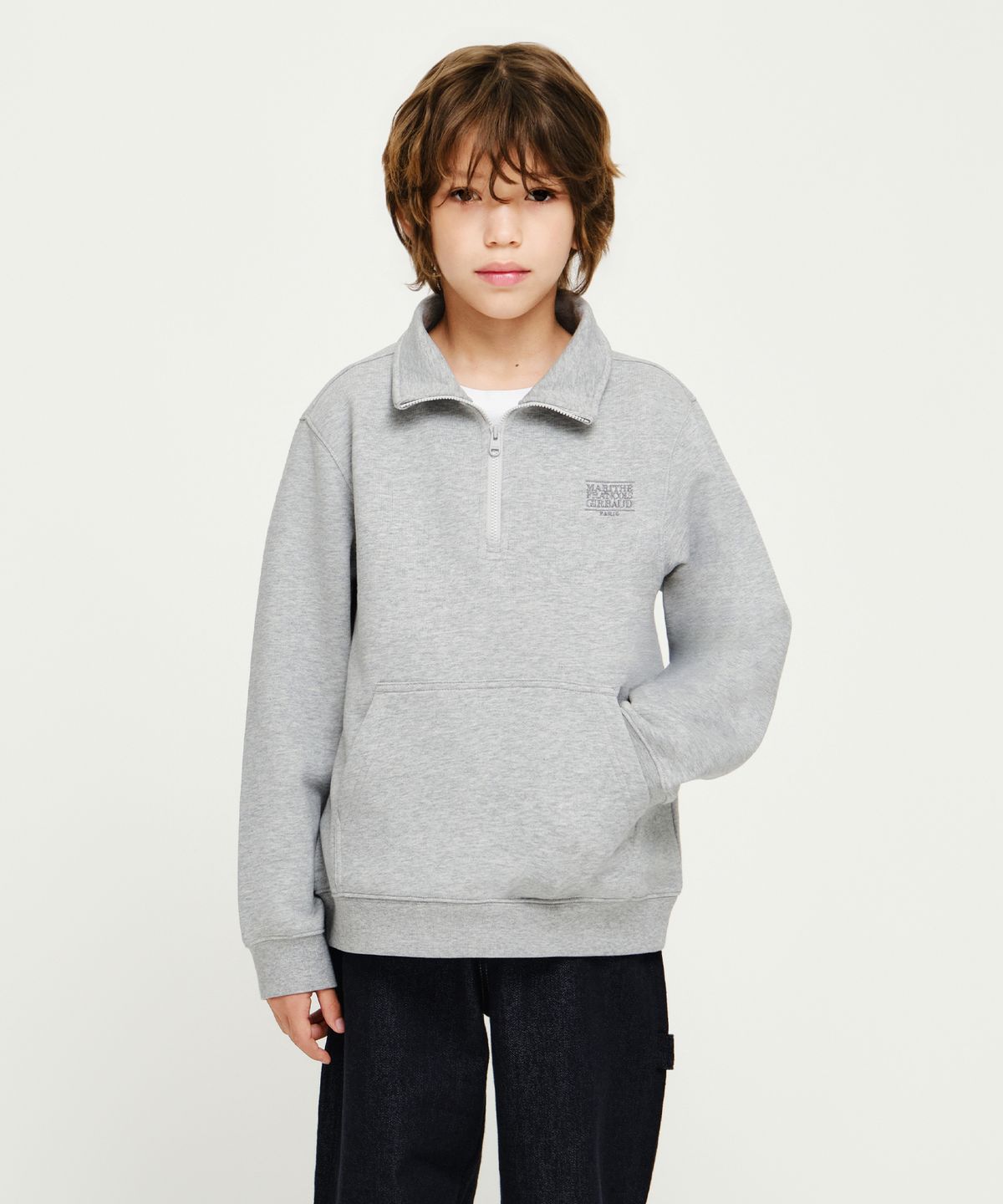 마리떼 키즈(MARITHÉ KIDS) KIDS CLASSIC LOGO HALF-ZIP SWEATSHIRT heather gray