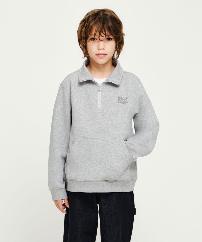 KIDS CLASSIC LOGO HALF-ZIP SWEATSHIRT heather gray