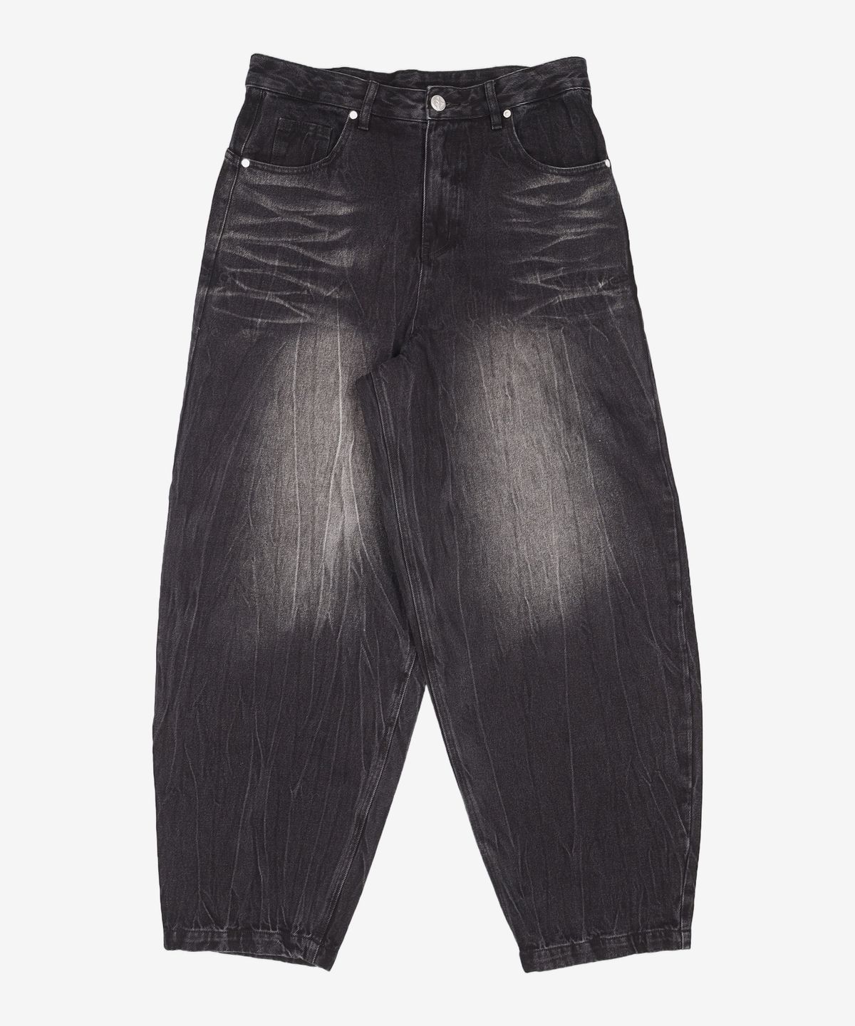 노매뉴얼(NOMANUAL) WASHED JUMBO DENIM PANTS - WASHED BLACK L