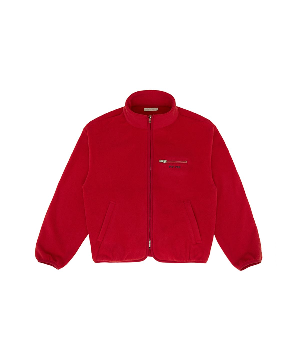 피브비(PIV’VEE) Giant Smiley Fleece Zip-up Jumper (cherry red)