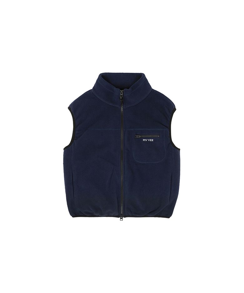 Giant Smiley Fleece Vest (ocean navy)