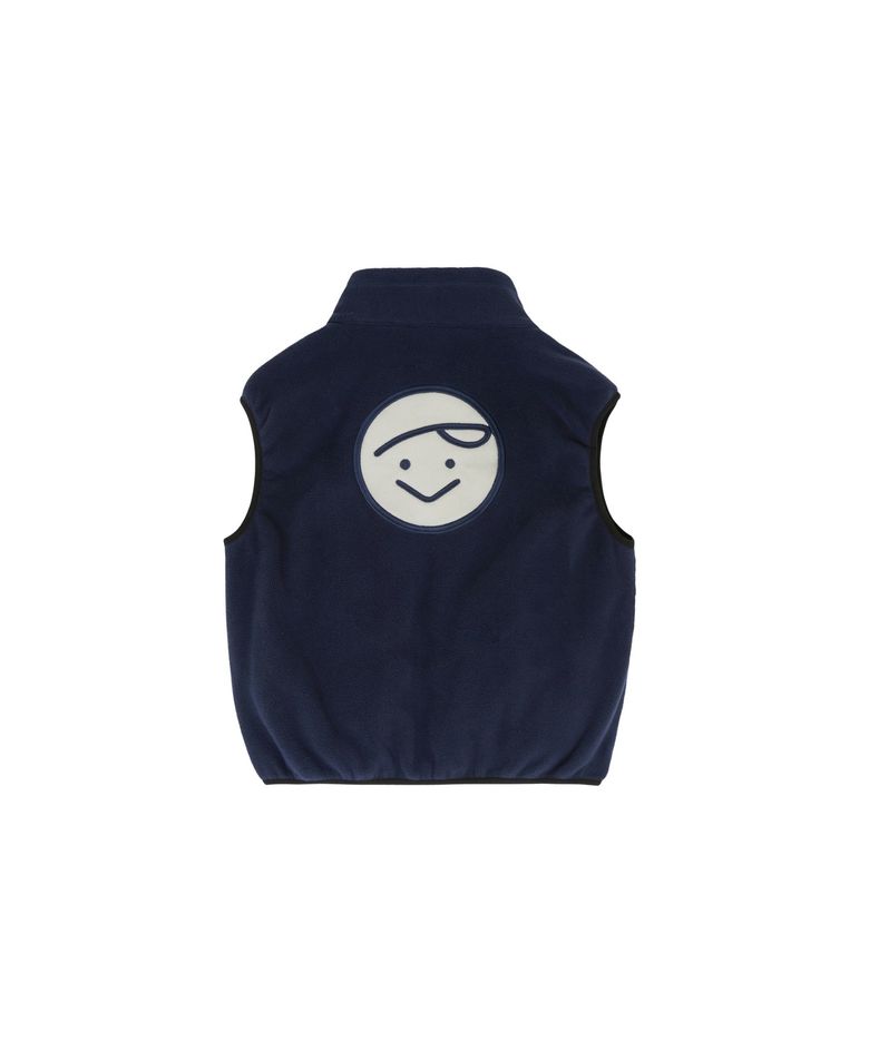 Giant Smiley Fleece Vest (ocean navy)