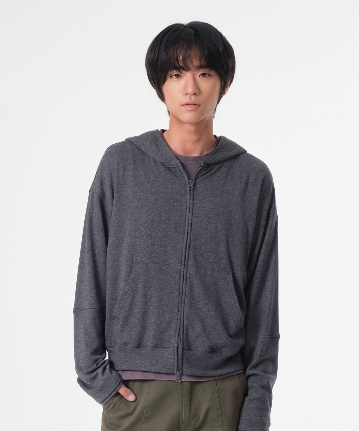 다이브인(DIVEIN) SOFT UNIFORM HOOD ZIP-UP (GRAY)
