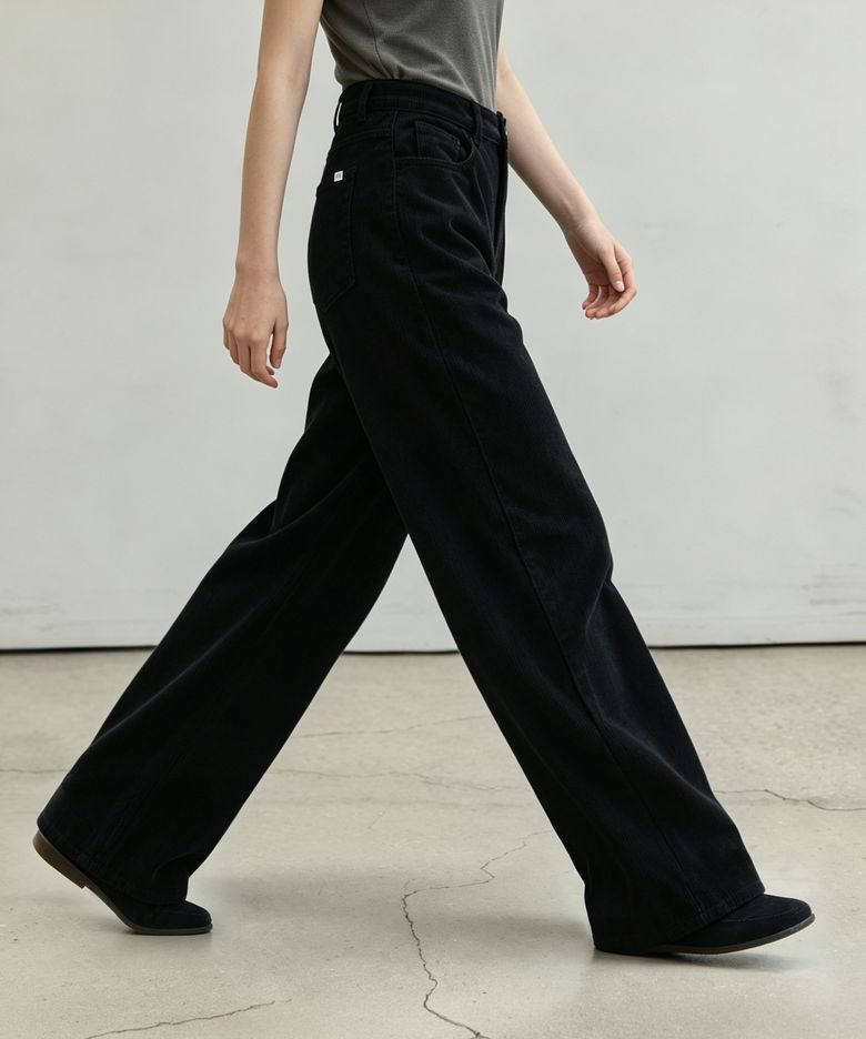 [맞춤기장] CORDUROY WIDE PANTS_NFDP6593 (BLACK)