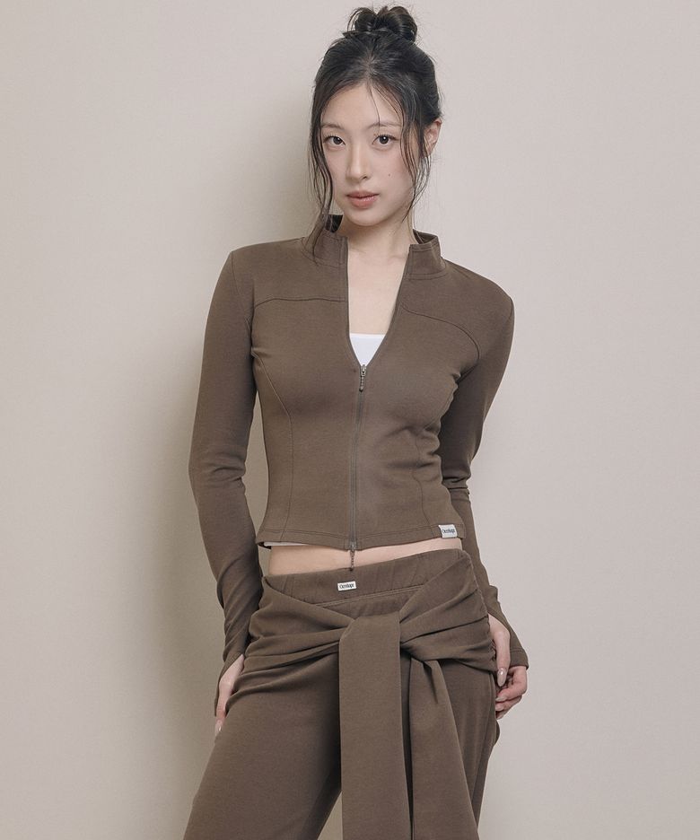 Relaxed Slim Zip-Up - Brown