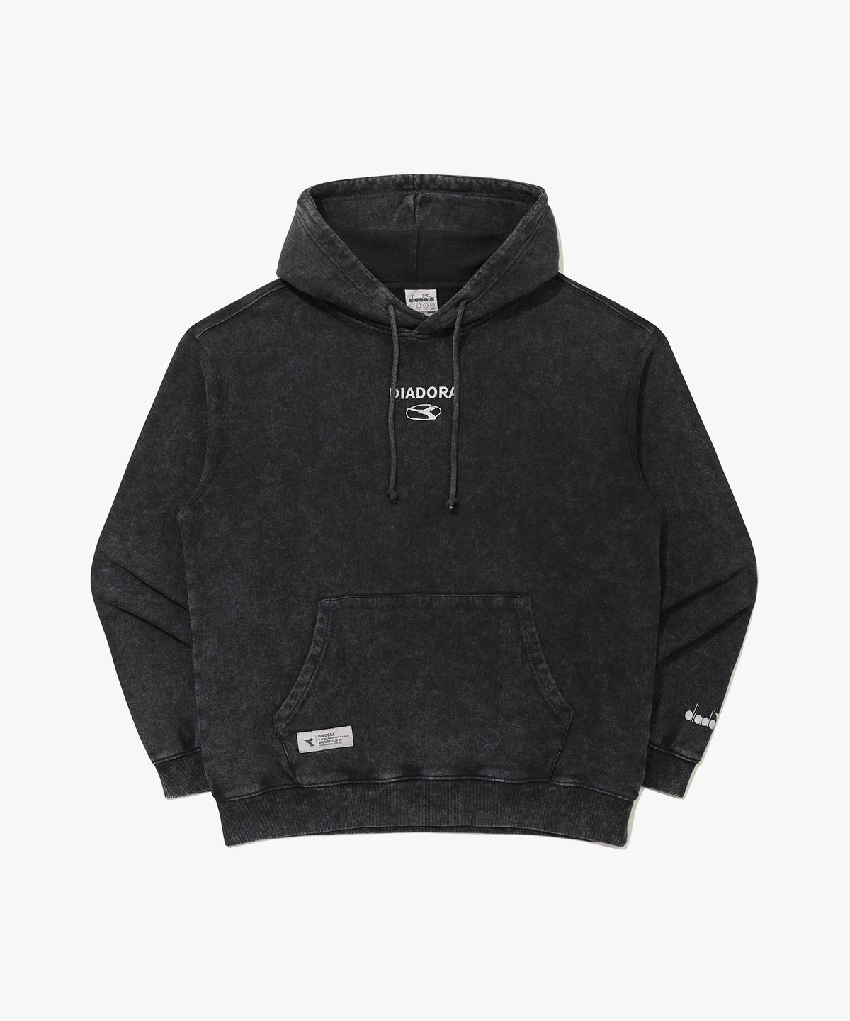 디아도라(diadora) 피그먼트 워싱 후드 티셔츠 BLACK