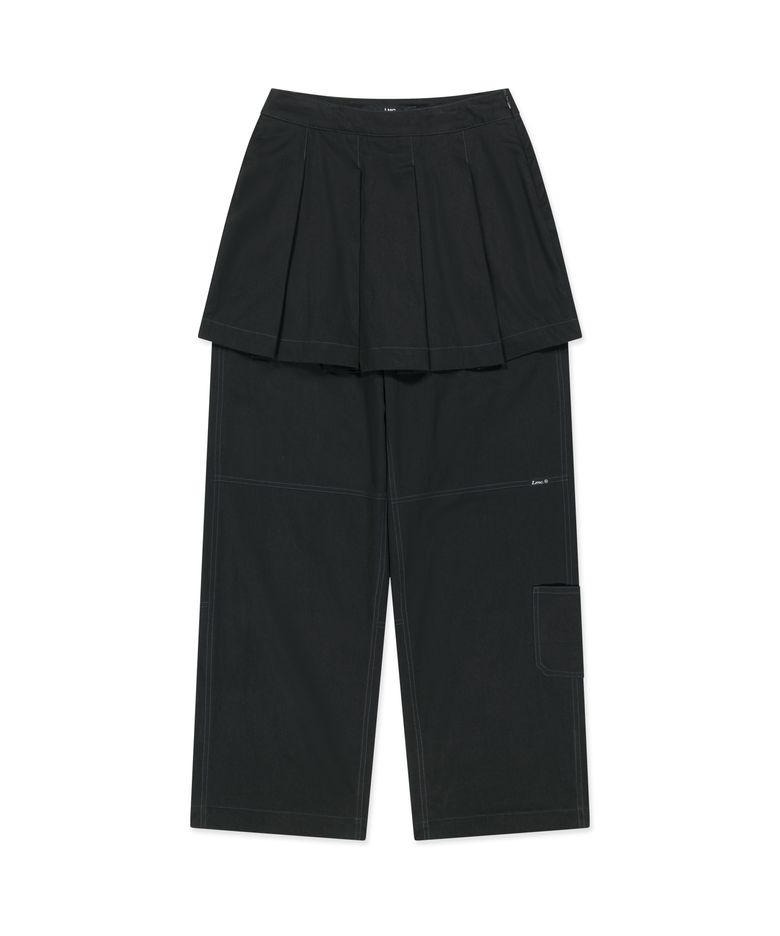 WM PLEATS SKIRT LAYERED PANTS black
