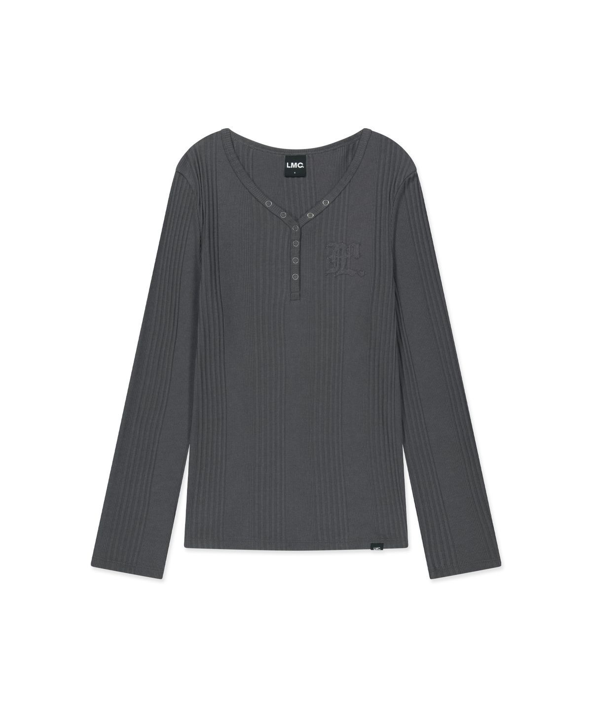 엘엠씨(LMC) WM GOTHIC LAYERED HENLEY NECK LONG SLV TEE charcoal