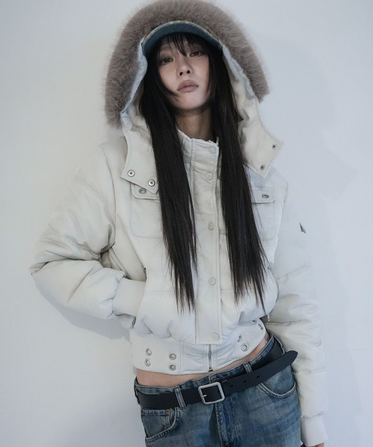 팬시클럽(FANCY CLUB) 퍼 트리밍 후드 패딩 (BEIGE) F26ZA501